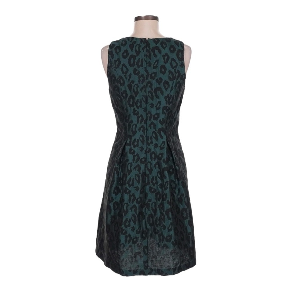 Ann Taylor LOFT Teal Leopard Print Fit & Flare Sleeveless Sheath Dress Size 2 - Picture 2 of 9